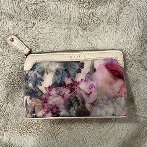 Ted Baker baby pink zip pouch with floral pattern